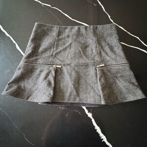 Gray‎ Herringbone Wool Blend Skirt